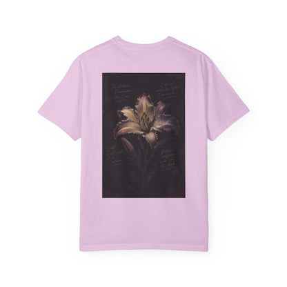 Liorra Women's Dark Lily Graphic T-Shirt - Vintage-Inspired Floral Design on Relaxed Cotton Top